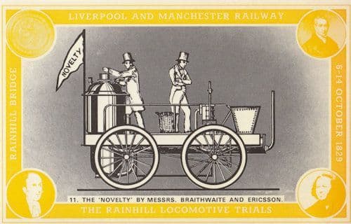 Rainhill Locomotive Trials Braithwaite & Ericsson Novelty Train Postcard
