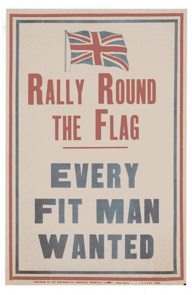 Rally Round The Flag WW1 Poster Army Recruitment Postcard