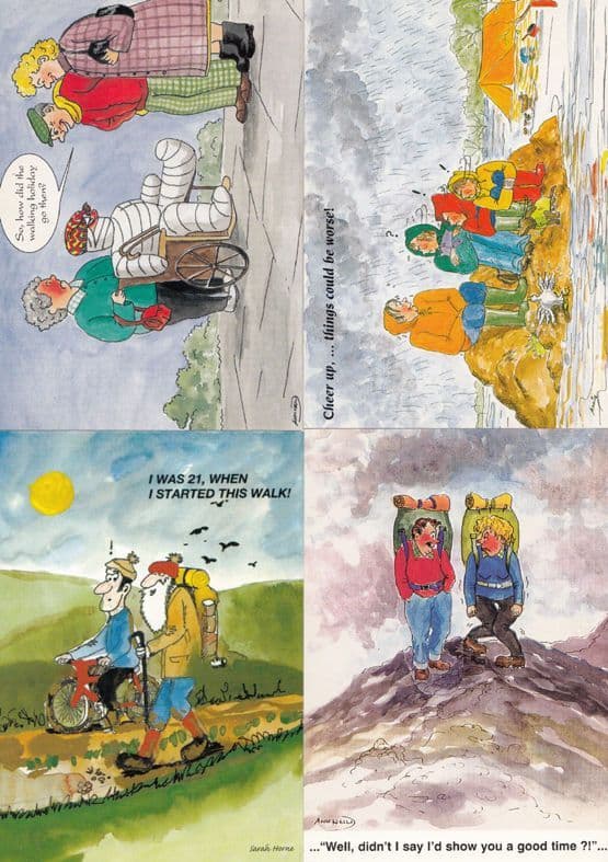 Rambling Disaster Holiday incl Michelin Man Plastercast 4x Comic Humour Postcard