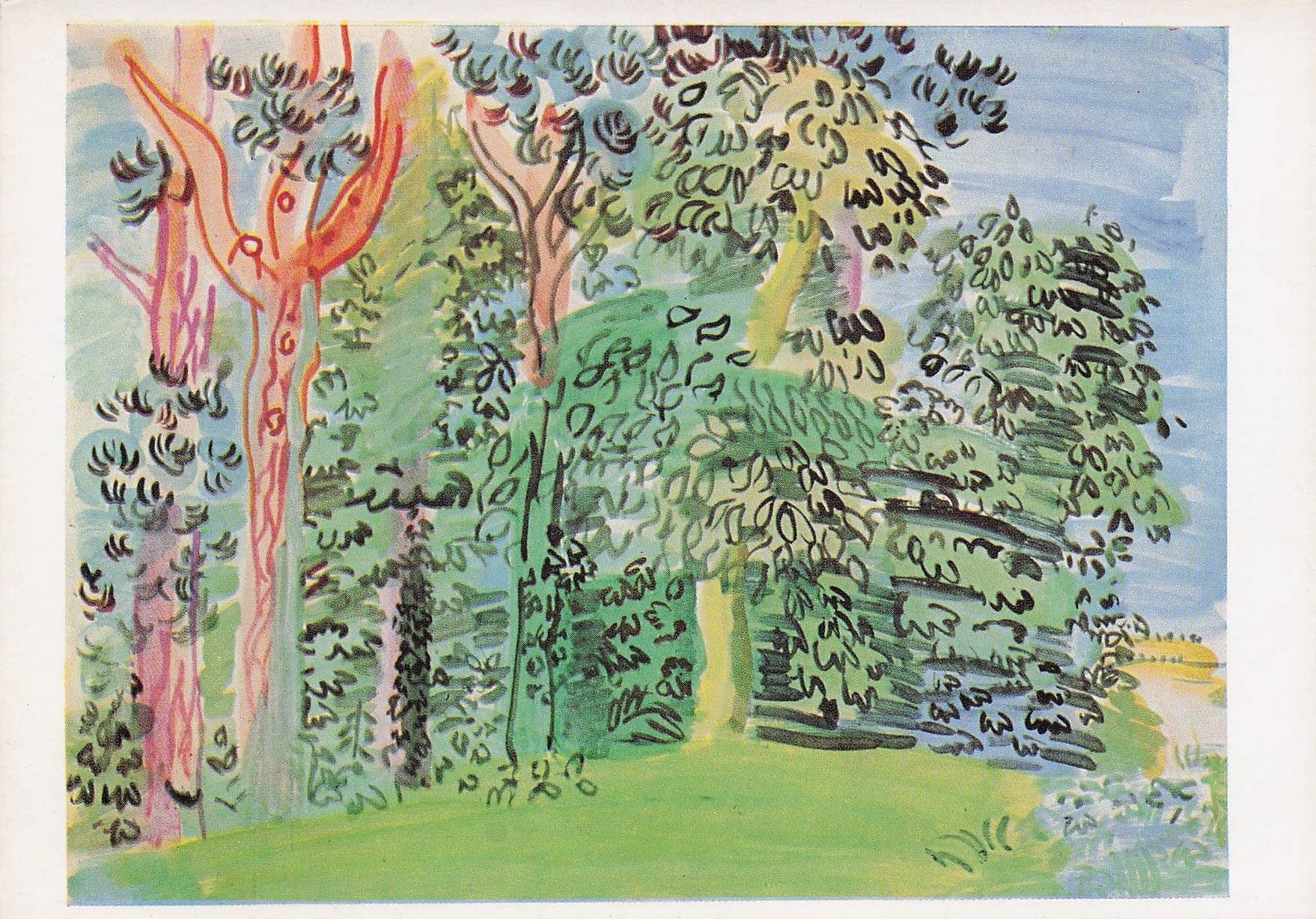 Raoul Dufy Landscape Sketch For JBA Kessler Painting Postcard