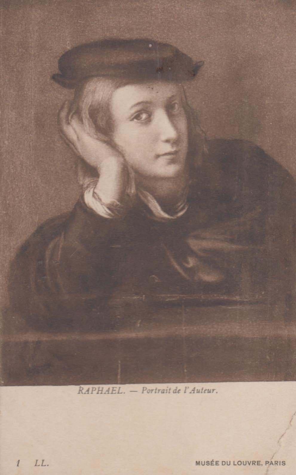 Raphael Portrait D'Auteur Museum De Louvre Paris Gallery Old Painting Postcard