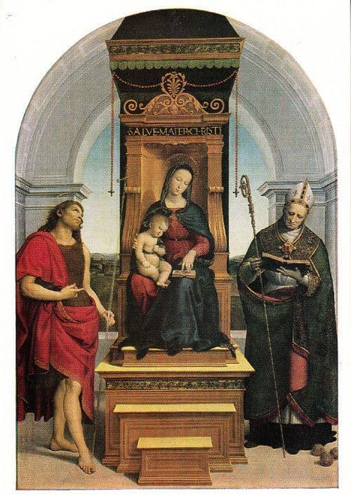 Raphael St John The Baptist Madonna & Child National Gallery Painting Postcard