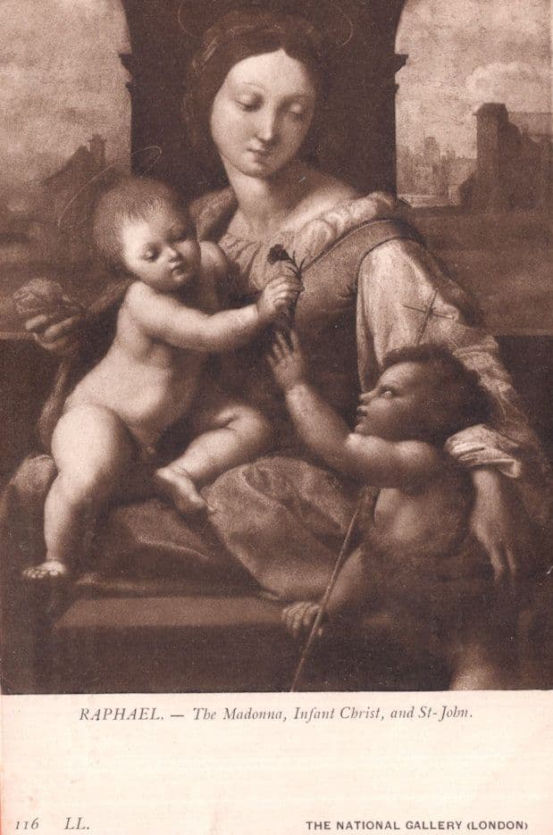 Raphael The Madonna Infant Christ National Gallery Painting Postcard