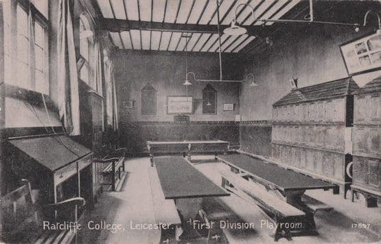 Ratcliffe College Leicester Snooker Billiards Playroom Old Postcard