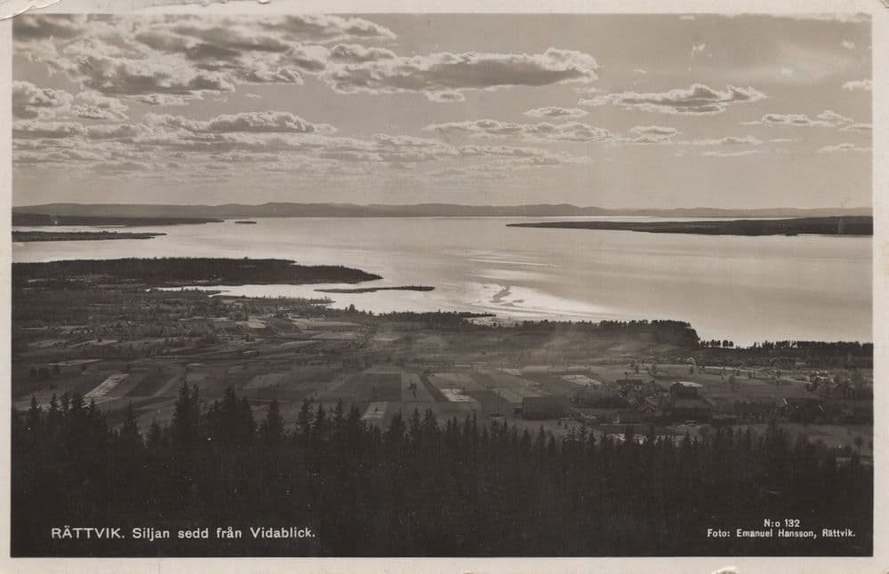 Rattvik Siljan Sedd Fran Vidablick Old Sweden Postcard