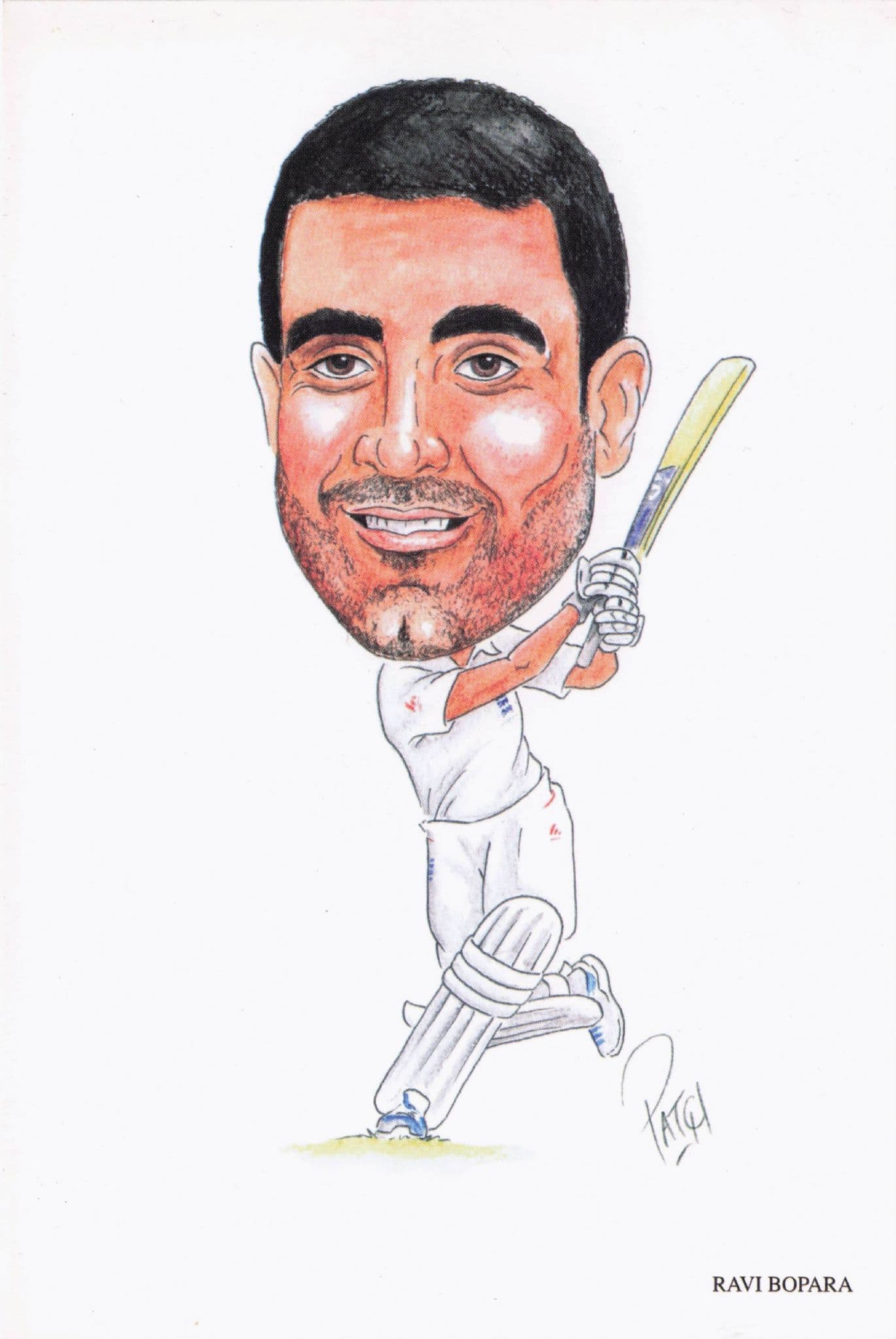 Ravi Bopara England Cricket Team Comic Limited Edn Art Postcard