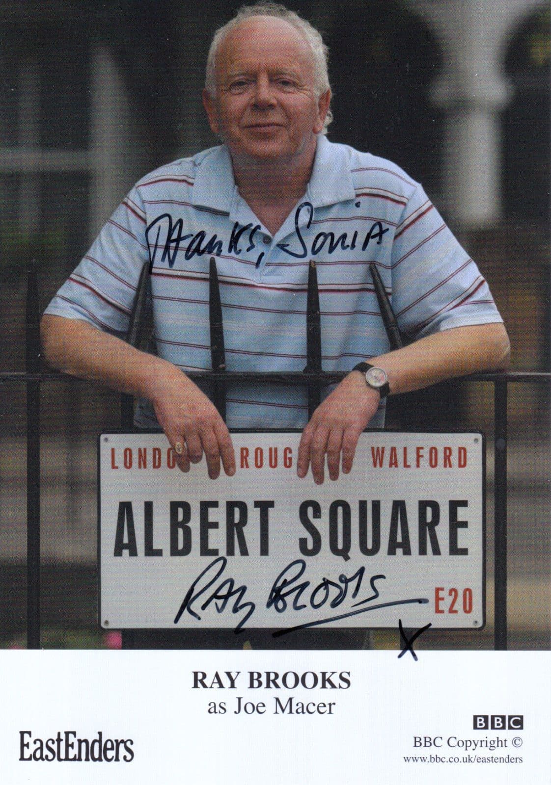Ray Brooks as Joe Macer BBC Eastenders Hand Signed Cast Card Photo