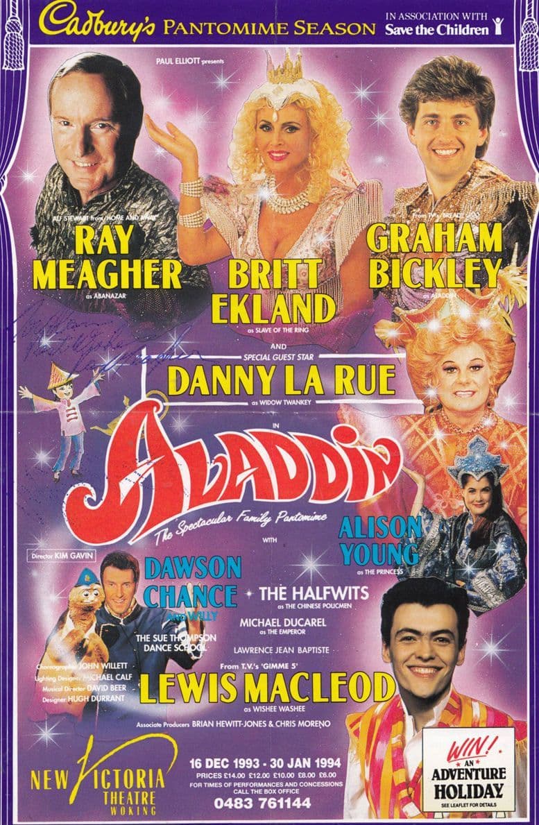 Ray Meagher in Aladdin Hand Signed Theatre Flyer