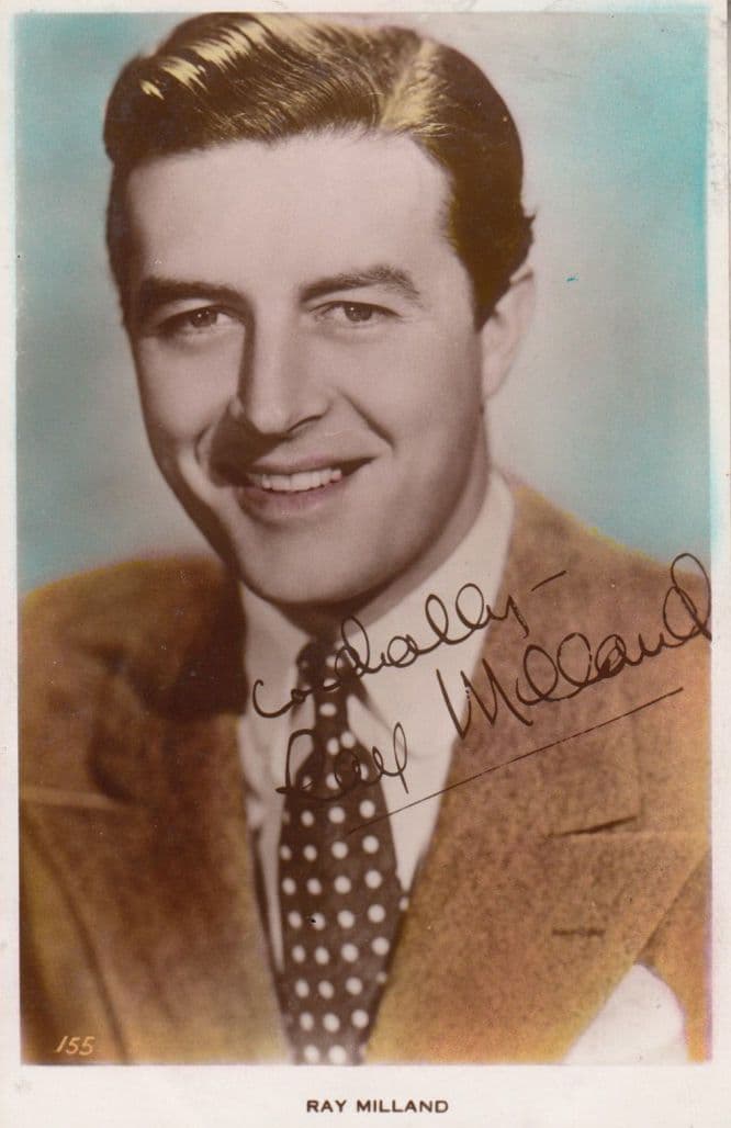 Ray Milland Coloured Tinted Signed Photo Postcard