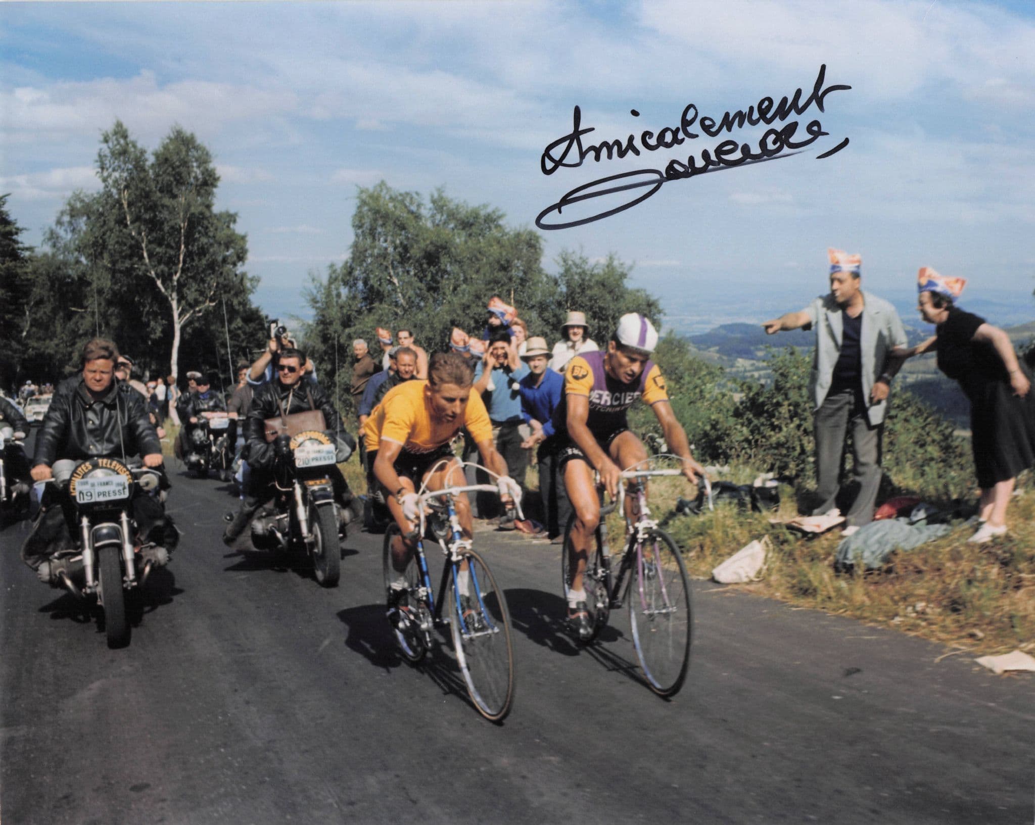 Raymond Poulidor French Cyclist 1966 Tour De France Large Hand Signed Photo