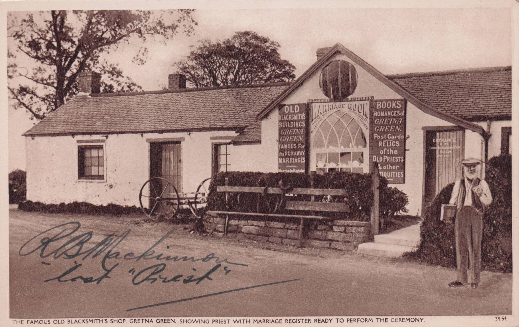 RB MacKinnon Last Priest Of Gretna Green Blacksmiths Hand Signed Postcard