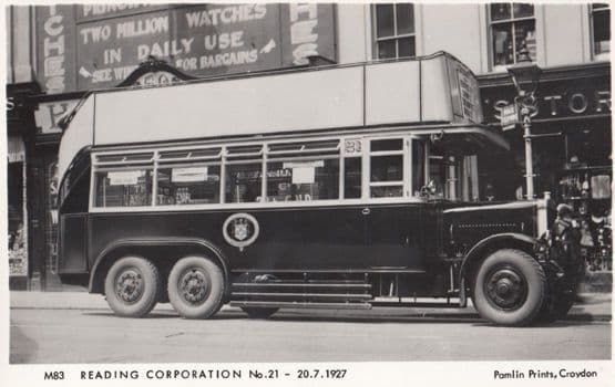 Reading Bus With Giant Watch Clock Advert Board Real Photo Postcard