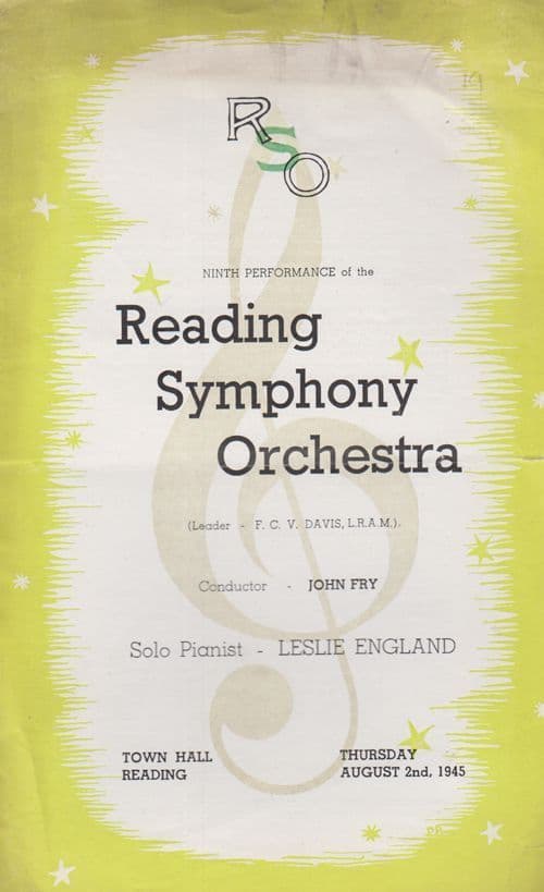 Reading Symphony Orchestra WW2 Berkshire Tchaikovsky Classical Concert Programme