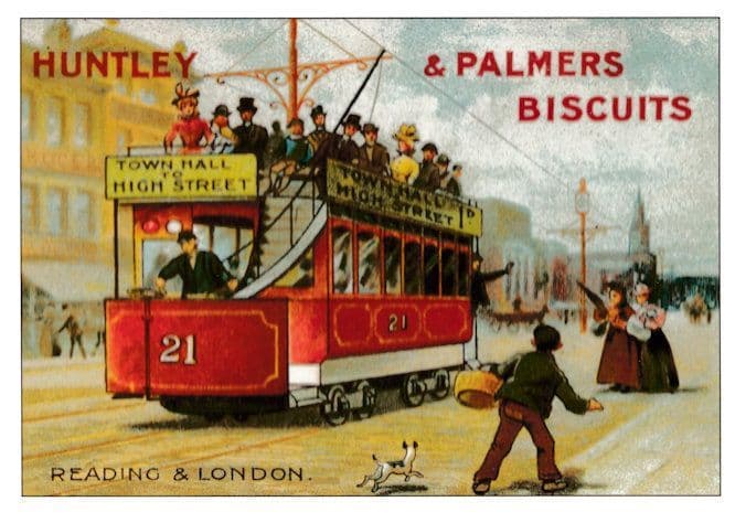 Reading Town Hall to London Bus Huntley & Palmers Postcard