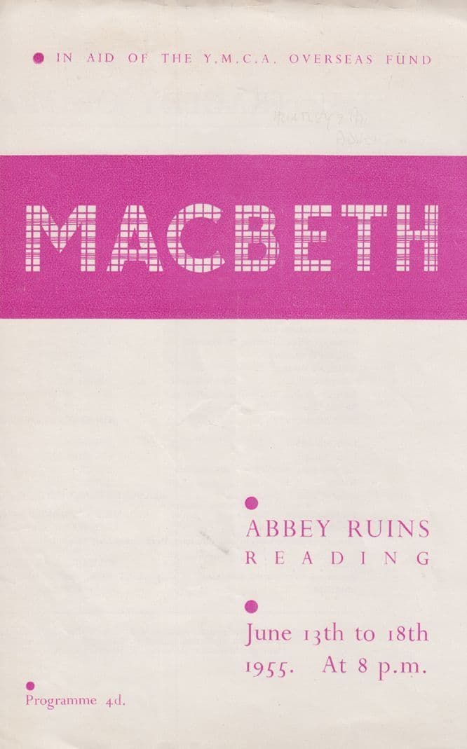 Reading YMCA Berkshire Shakespeare Play Macbeth Vintage Concert Programme