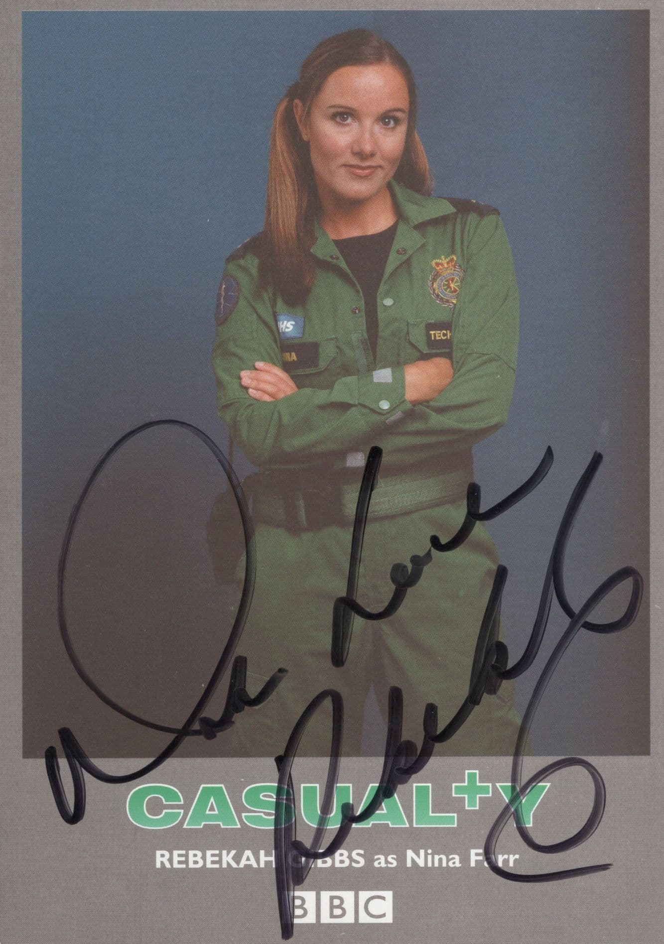 Rebekah Gibbs Nina Farr Casualty Rare Hand Signed Cast Card Photo
