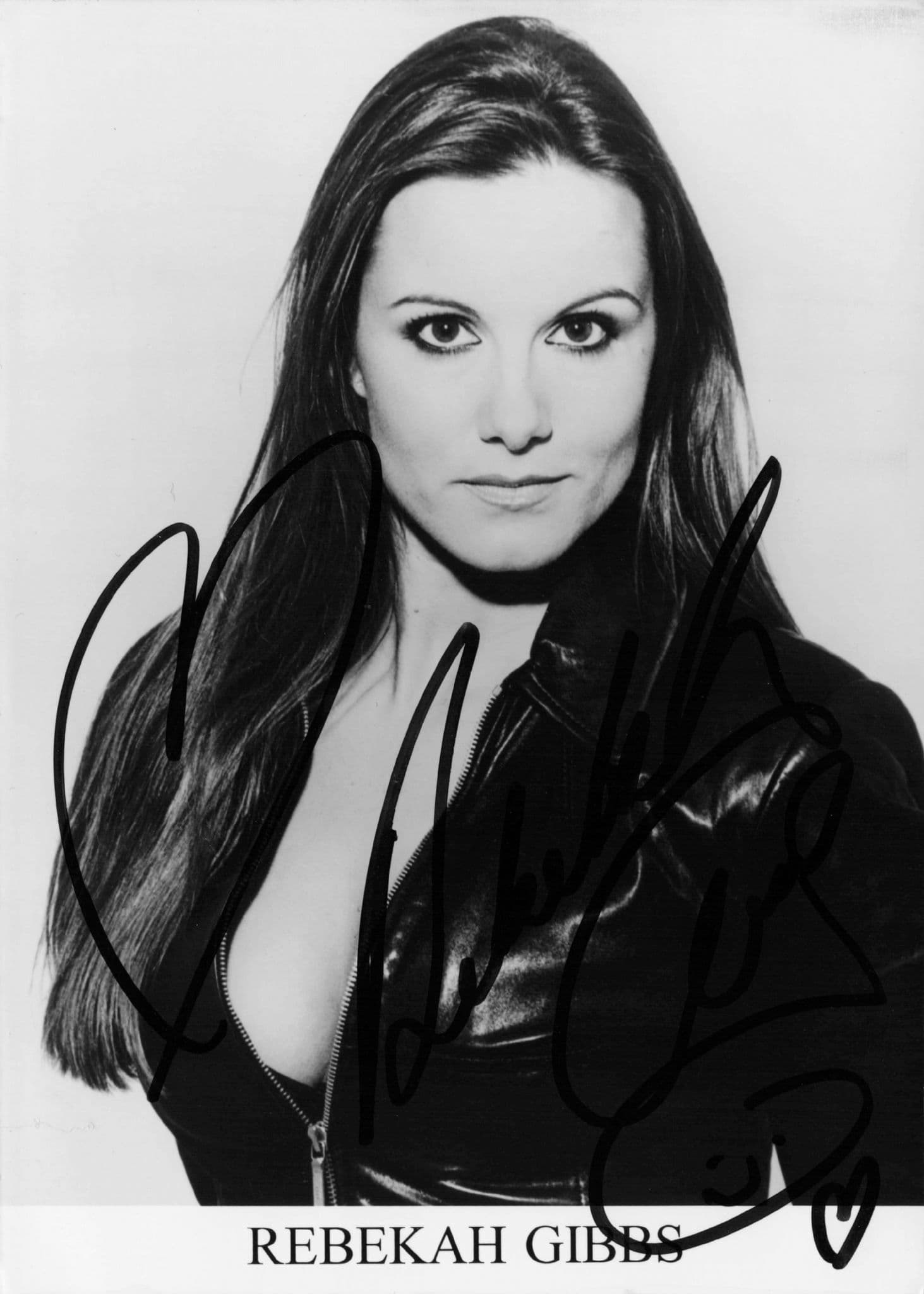 Rebekah Gibson Casualty Large Sexy Leather Outfit Hand Signed Photo