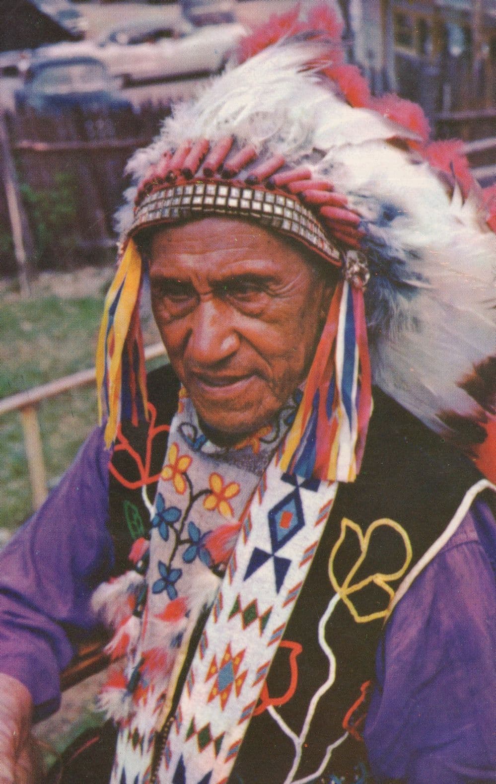 Red Indian Chief Na-Ga-Gesig at Fort Mille Lacs Canada Vintage Postcard