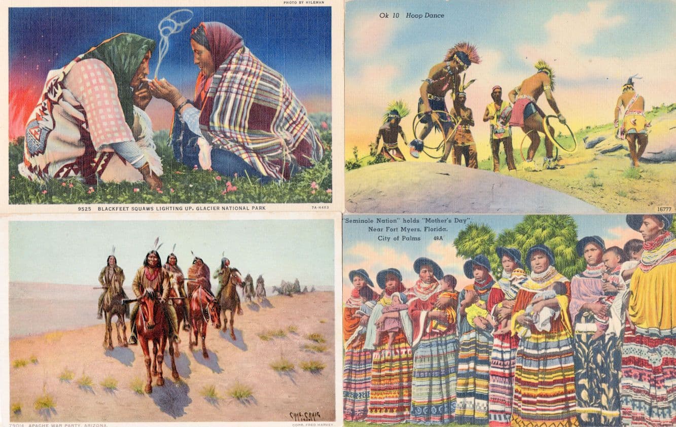 Red Indian Seminole Native American Children Babies 4x Old Postcard s