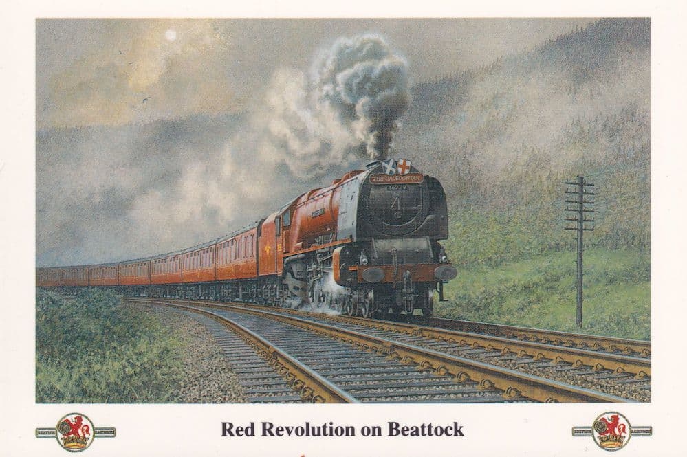 Red Revolution On Beattock Train Railway Painting Postcard