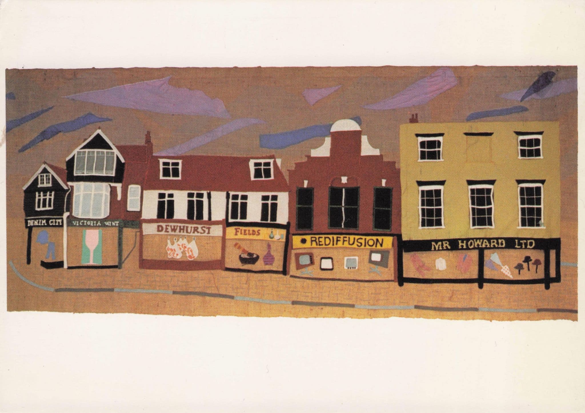 Rediffusion TV Rental Shop Victoria Wine Denim City Postcard