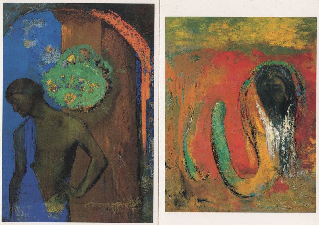 Redon Christ & The Serpent Blue Tunic 2x Painting Postcard s