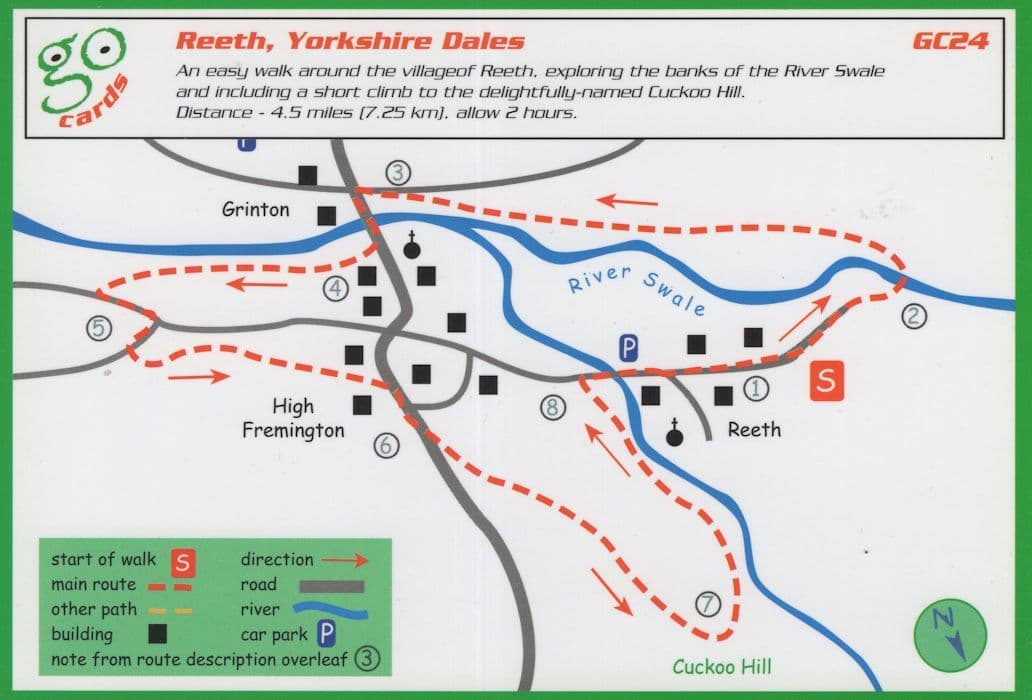 Reeth Yorkshire Dales Rambling Ramblers Walk Rare Card