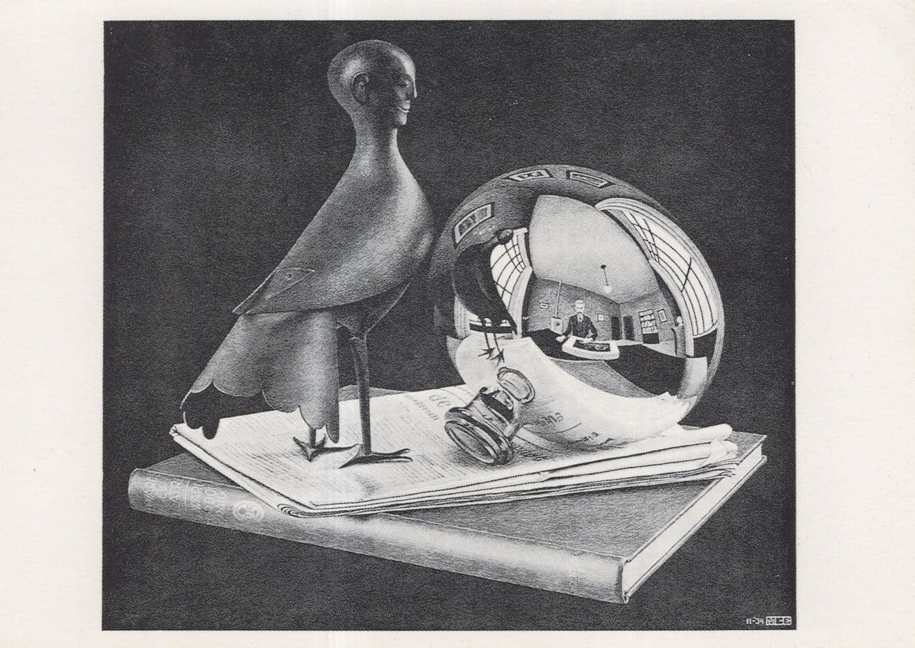 Reflecting Globe MC Escher Dutch Artist Painting Postcard
