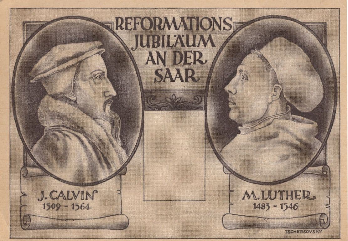Reformations Jubilaum John Calvin Martin Luther Priest Old Postcard