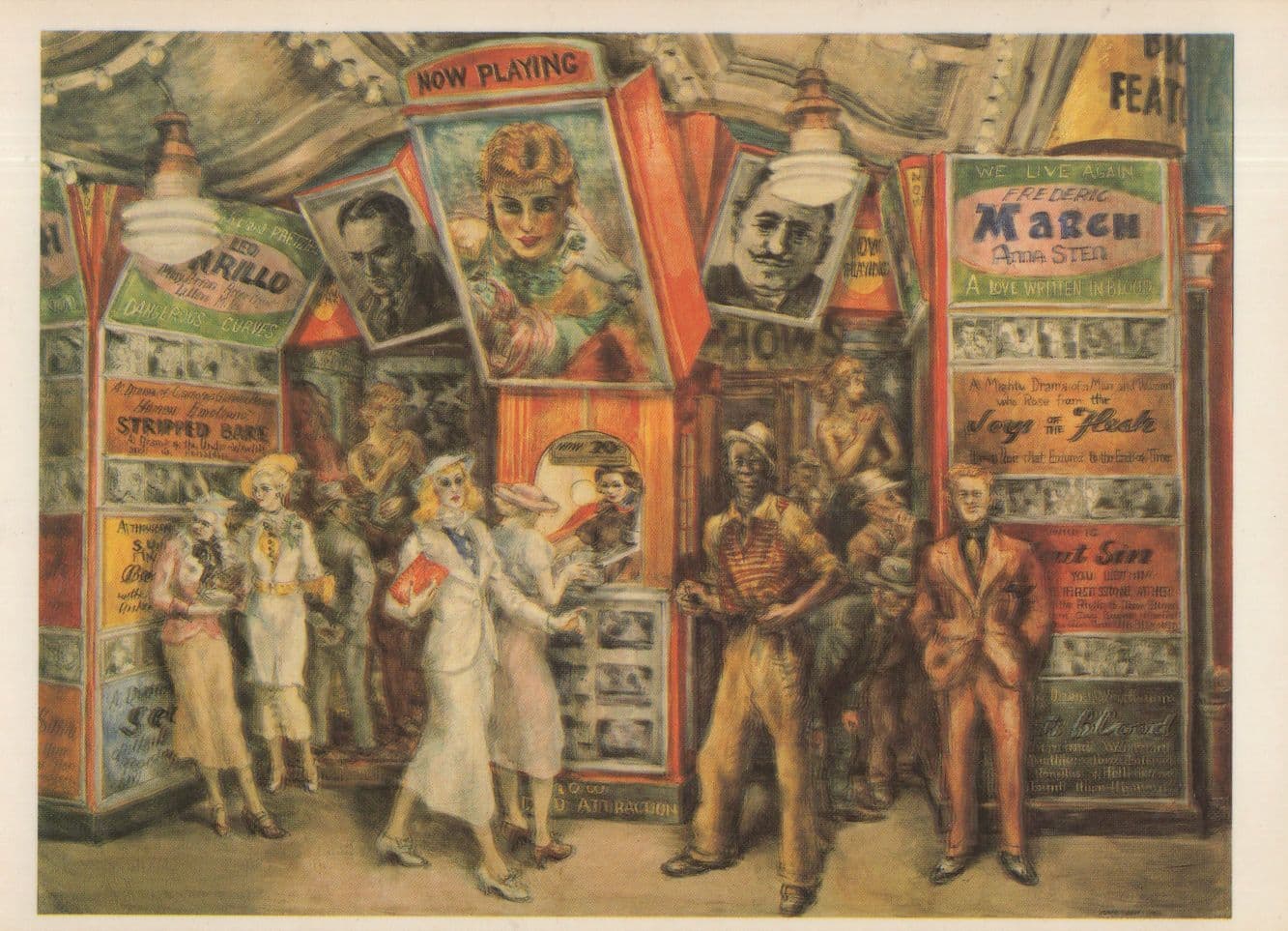 Reginald Marsh Twenty 20 Cent Movie Cinema Old Painting Postcard