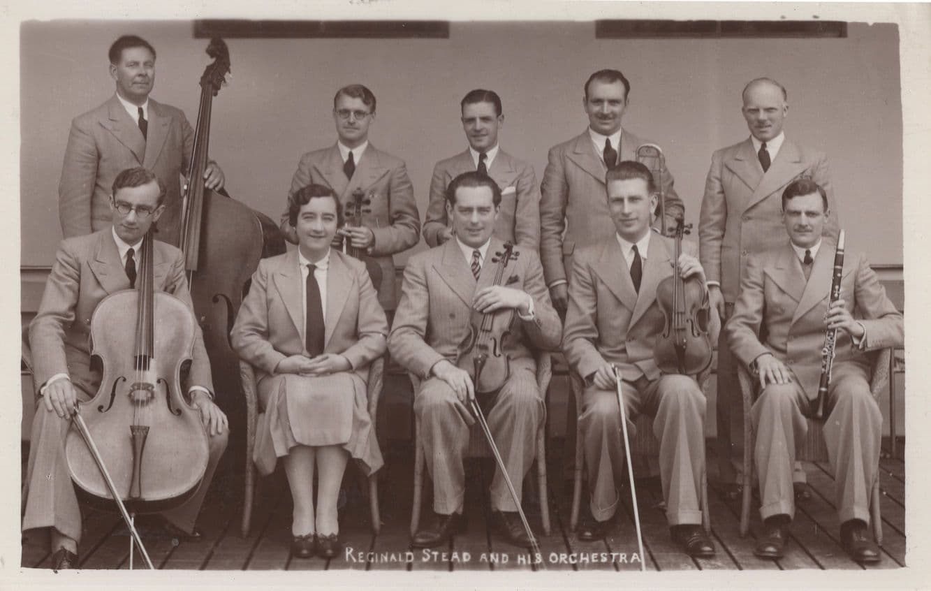 Reginald Stead & His Orchestra Brass Band Hand Signed Old Postcard