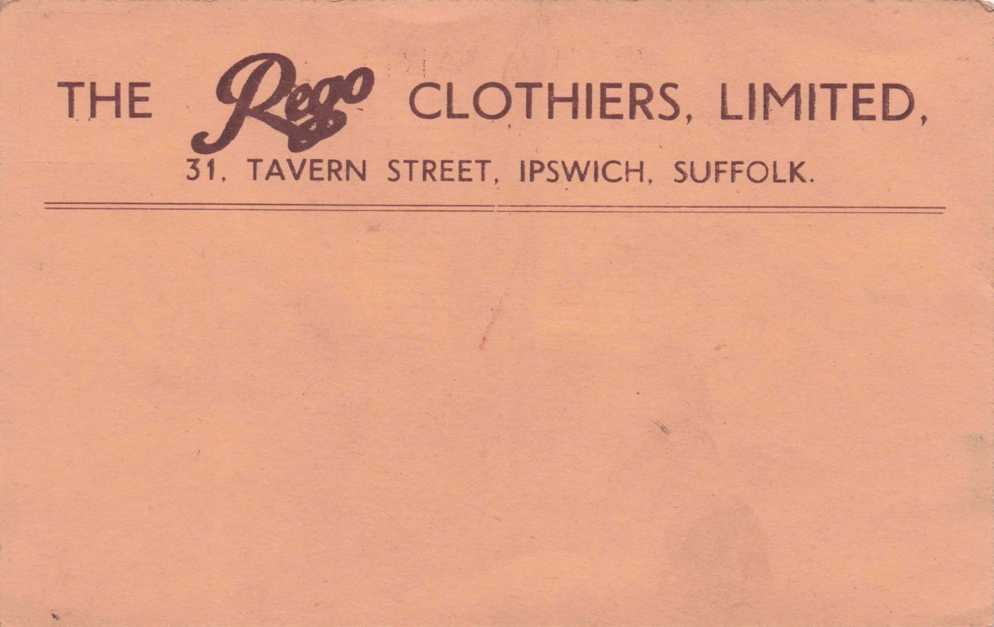 Rego Clothes Fashion Shop Ipswich Suffolk Antique Postcard