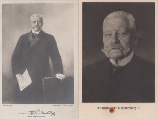 Reichsprasident Von Hindenberg German Germany 2x Old Postcard