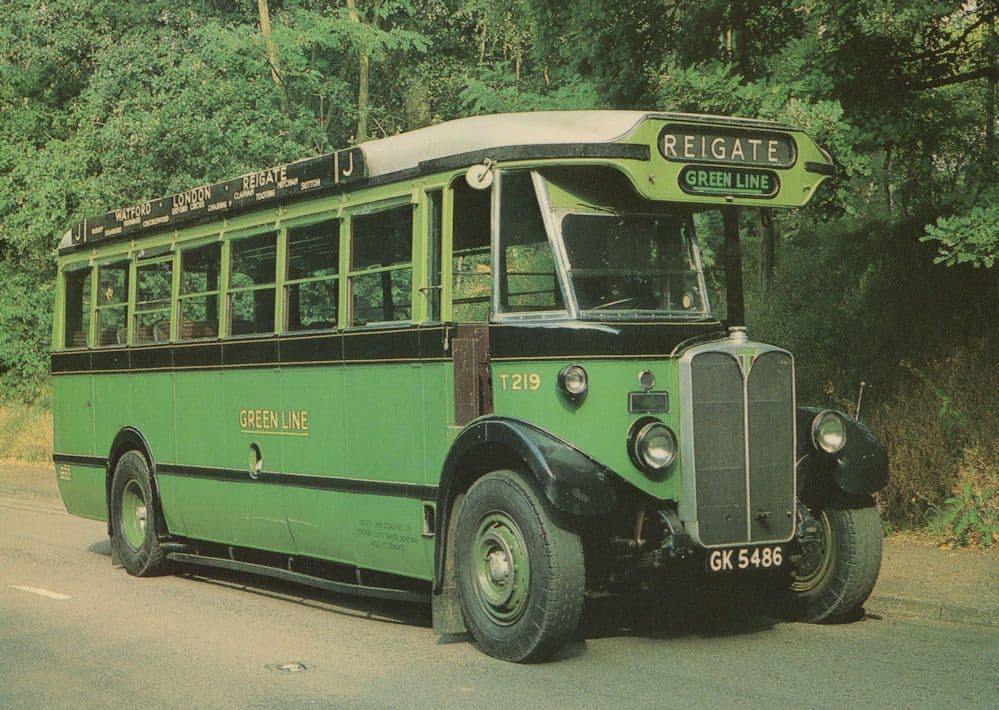 Reigate Green Line T-Type 1930s Motor Coach Bus Museum Postcard