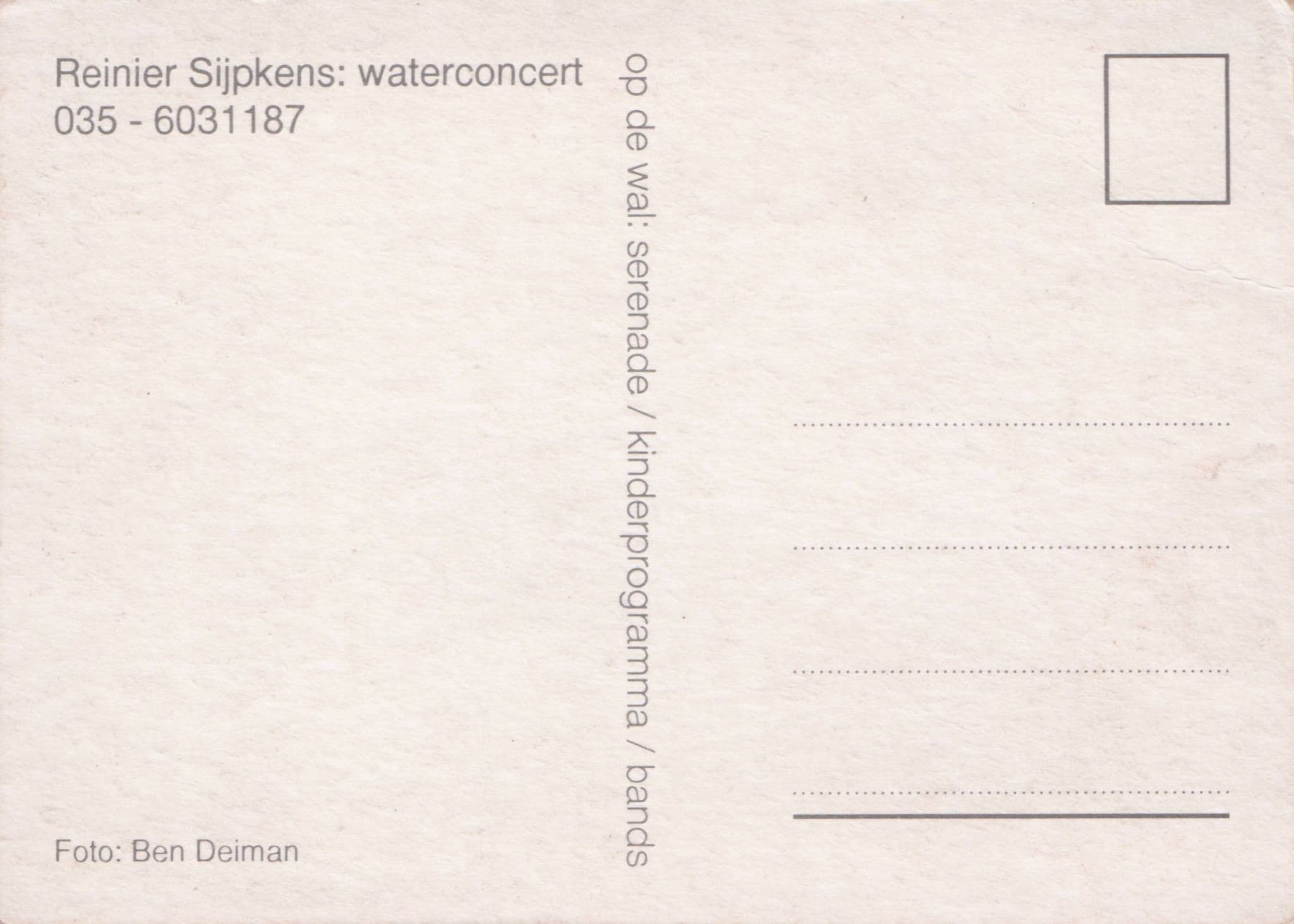 Reinier Sjipkens Musical Boat Ship Circus Water Concert Postcard