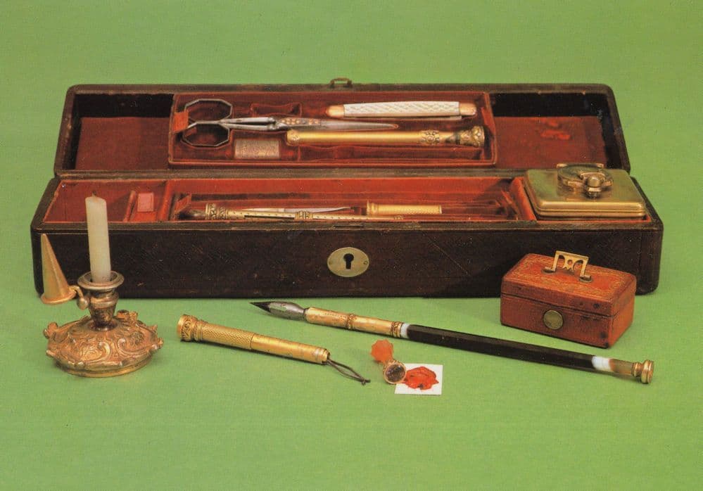 Reiseschreibzeug 1850 Antique German Pen Travel Stationary Postcard
