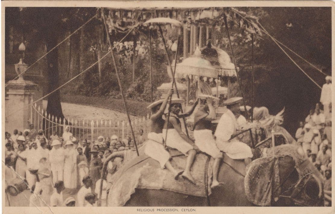 Religious Procession Ceylon India Old Tucks Postcard
