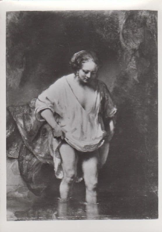 Rembrandt A Woman Bathing National Gallery Painting Postcard