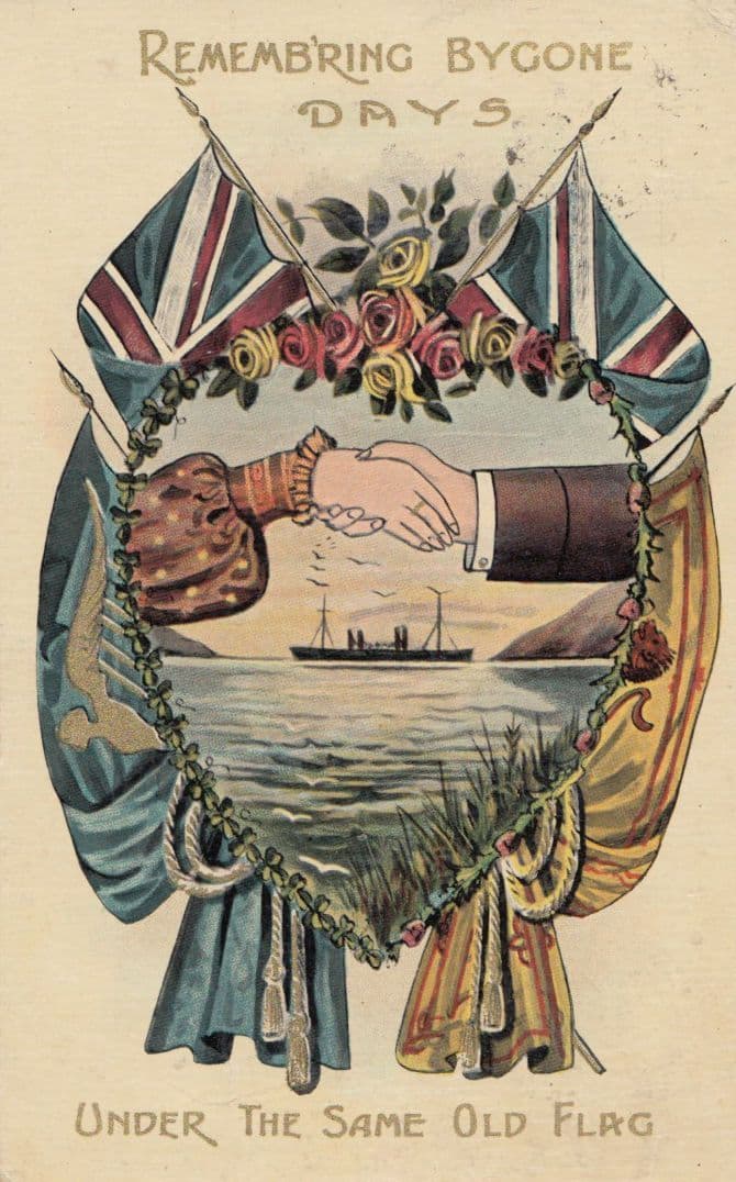 Remembering Bygone Days Under The Same Old Flag Old Military Ship Postcard