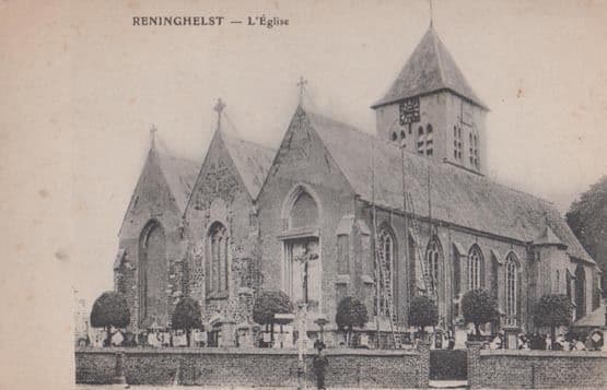 Reninghelst L'Eglise Church Antique Postcard