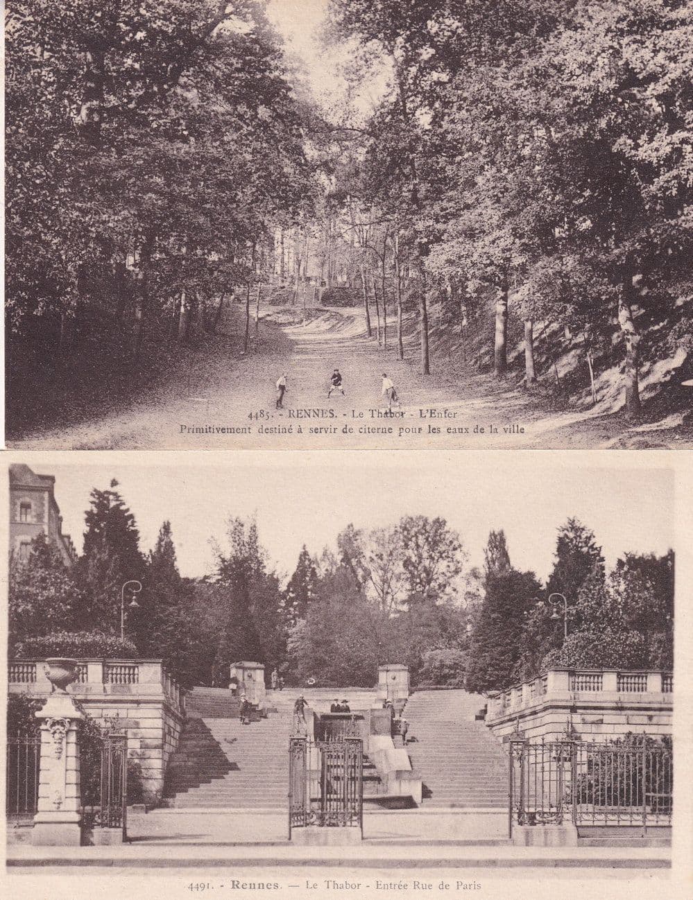 Rennes Le Thabor Children Playing Park Games Antique French 2x Postcard s
