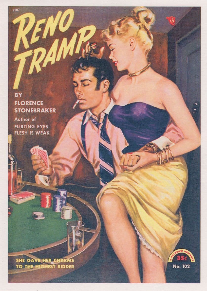 Reno Tramp Roulette Table Casino Sexy Hooker 1950s Book Postcard