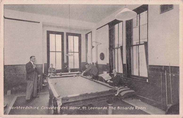 Residents Billiards Match Hertfordshire Convalescent Home Old Postcard