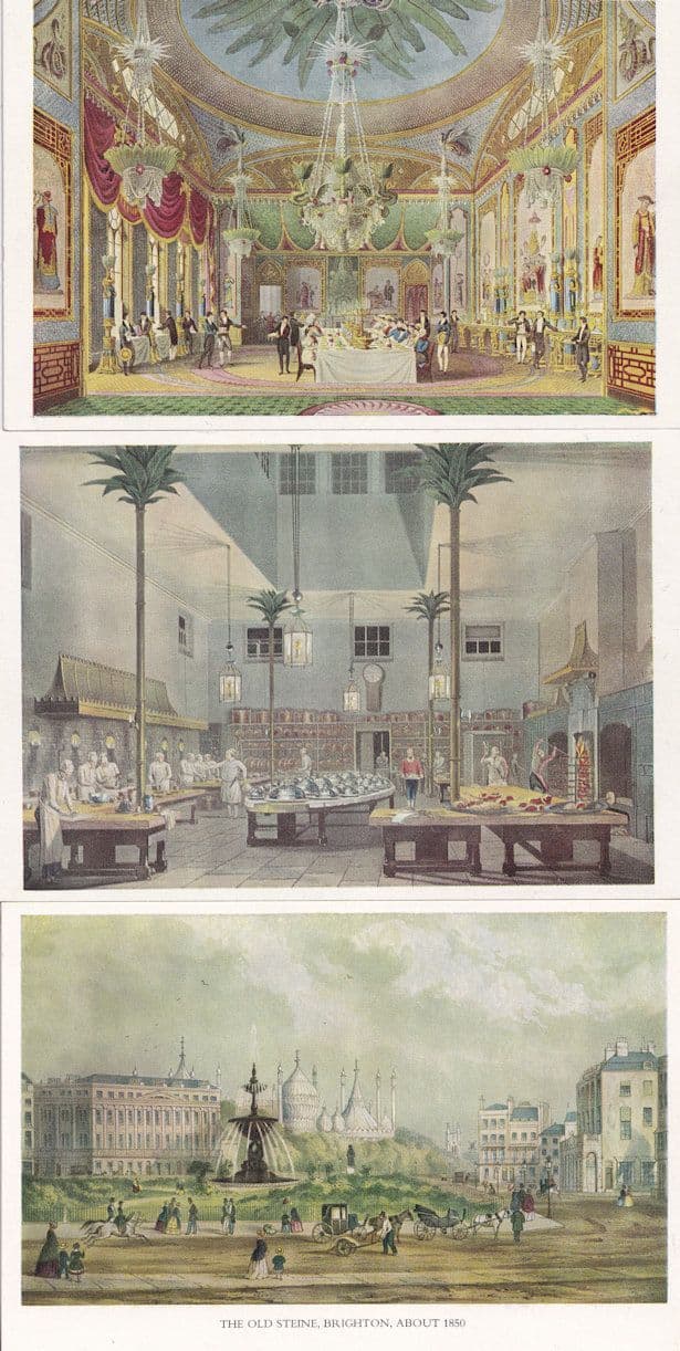Restaurant Royal Pavillion Banqueting Room Brighton Victorian Painting 3x Postcard s