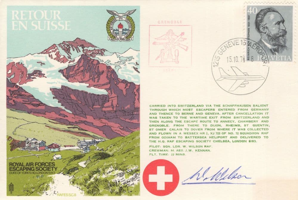 Retour En Suisse Switzerland RAF Escaping Society Signed Military FDC