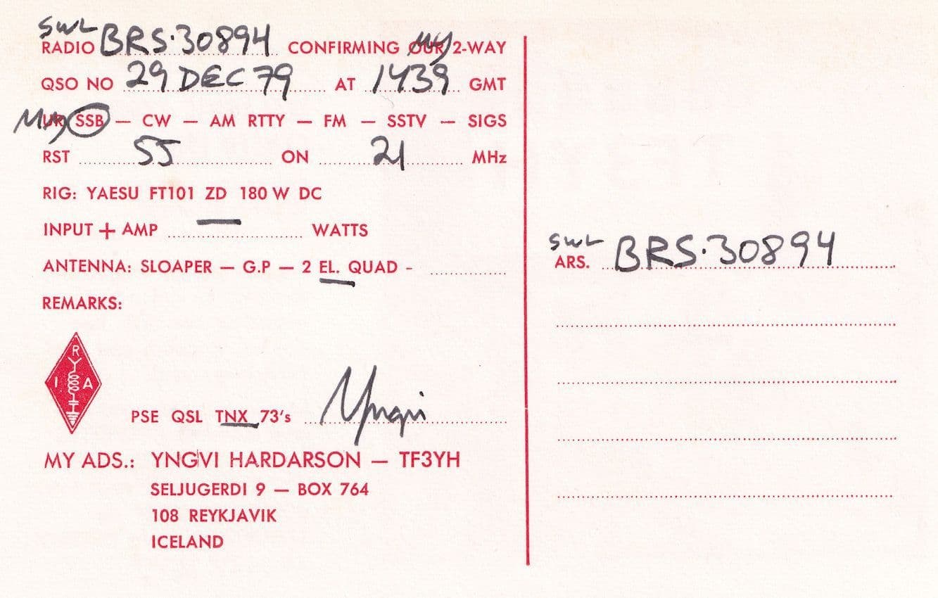 Reykjavik Iceland Export Centre QSL Radio 1970s Rare Card