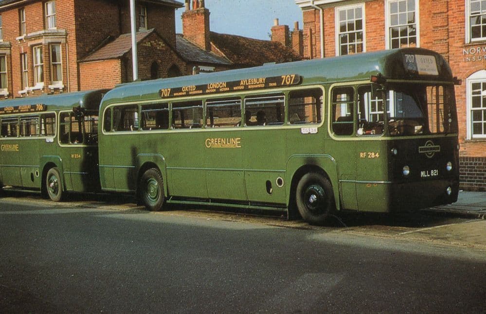 RF Type Green Line Coach Bus at Aylesbury in 1960 Postcard