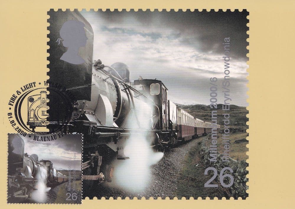 Rheilffordd Train Snowdon Eryri Train First Day Cover Postcard