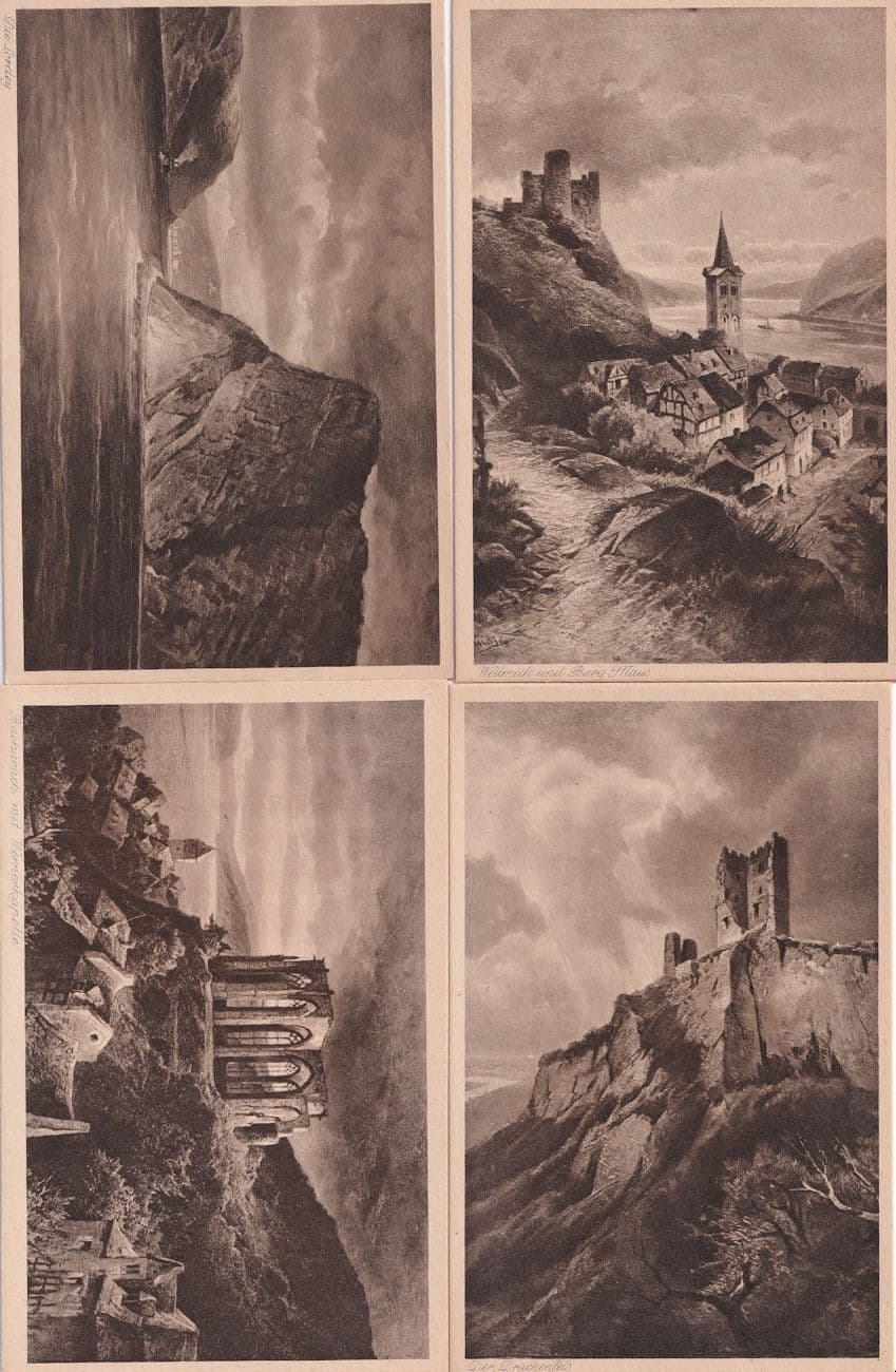 Rheinische Burgen Boats Antique 10x German Postcard Collection