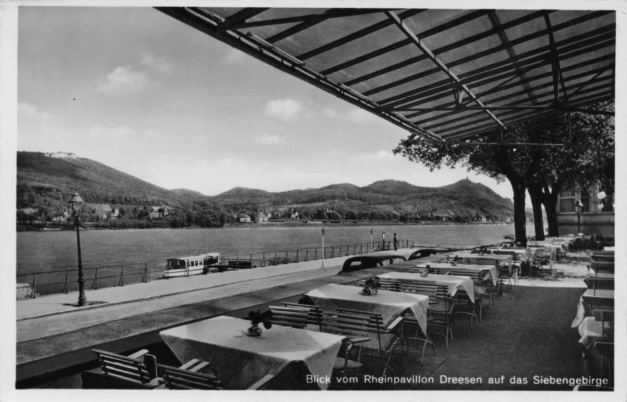 Rheinpavillion Dreesen Auf Das Sienbengebirge German RPC Postcard